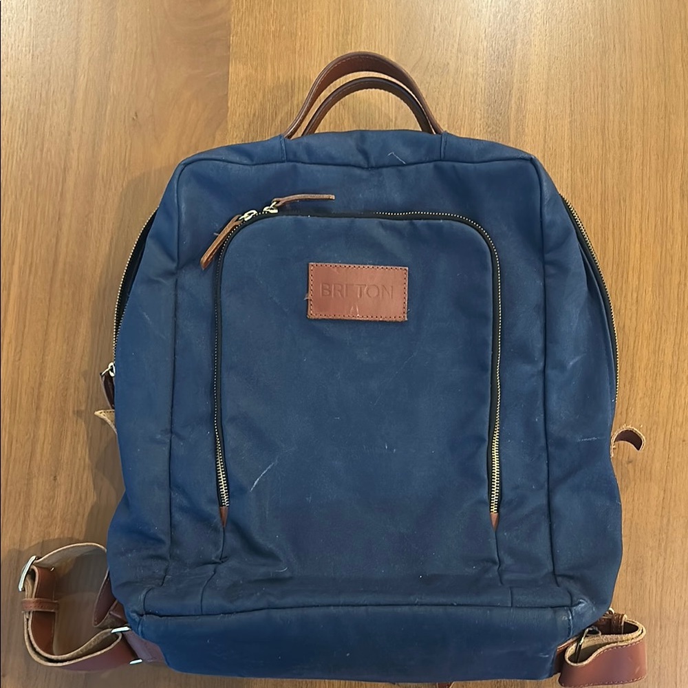 Breton Blue and Brown Backpack with Classic Design